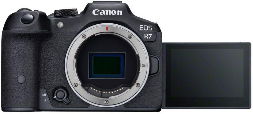 Canon EOS R7 Body (nur Gehäuse, ohne Mount Adapter) – Spiegellose Systemkamera mit 32,5 MP APS-C CMOS-Sensor – Dual Pixel CMOS AF II – Integrierte Bildkombination - Perfekt, um Naturmomente einzufangen