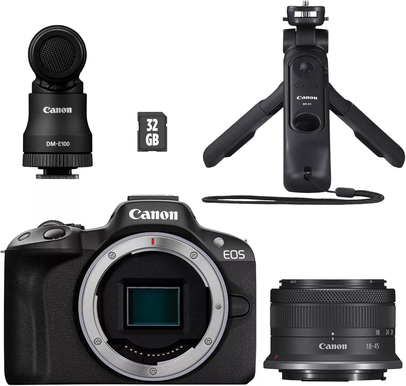 Canon EOS R50 Spiegellose Kamera Content Creator Kit – APS-C, 4K, WLAN, Bluetooth, kompakte Vlogging-Kamera für Einsteiger und Profis